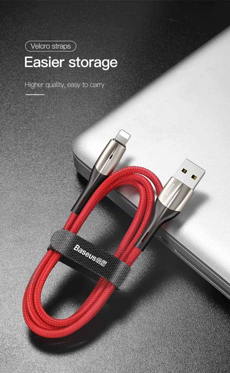 Cáp sạc Baseus dài 2m hỗ trợ sạc nhanh, đèn báo tín hiệu cho iPhone 5/6/7/8/X/Xs 1.5A Cáp sạc Baseus dài 2m hỗ trợ sạc nhanh, đèn báo tín hiệu cho iPhone 5/6/7/8/X/Xs 1.5A