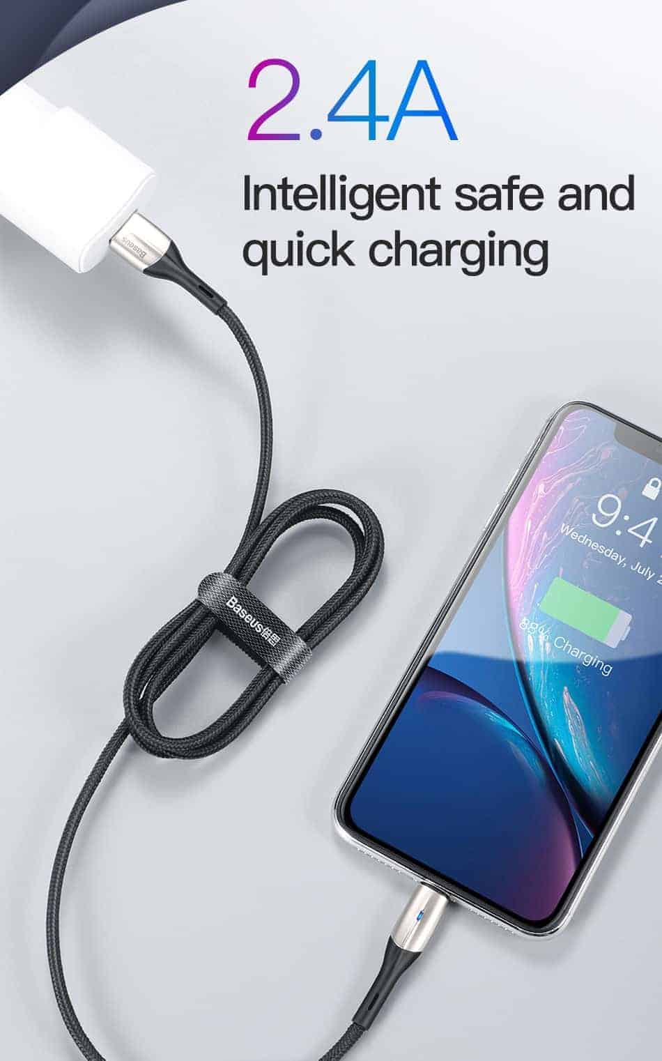 Cáp sạc Baseus dài 2m hỗ trợ sạc nhanh, đèn báo tín hiệu cho iPhone 5/6/7/8/X/Xs 1.5A Cáp sạc Baseus dài 2m hỗ trợ sạc nhanh, đèn báo tín hiệu cho iPhone 5/6/7/8/X/Xs 1.5A
