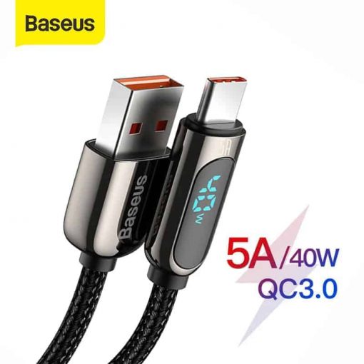 Cáp sạc nhanh Baseus Digital Display To Type-C hỗ trợ sạc với công suất tối đa 40W có màn hiển thị công suất sạc