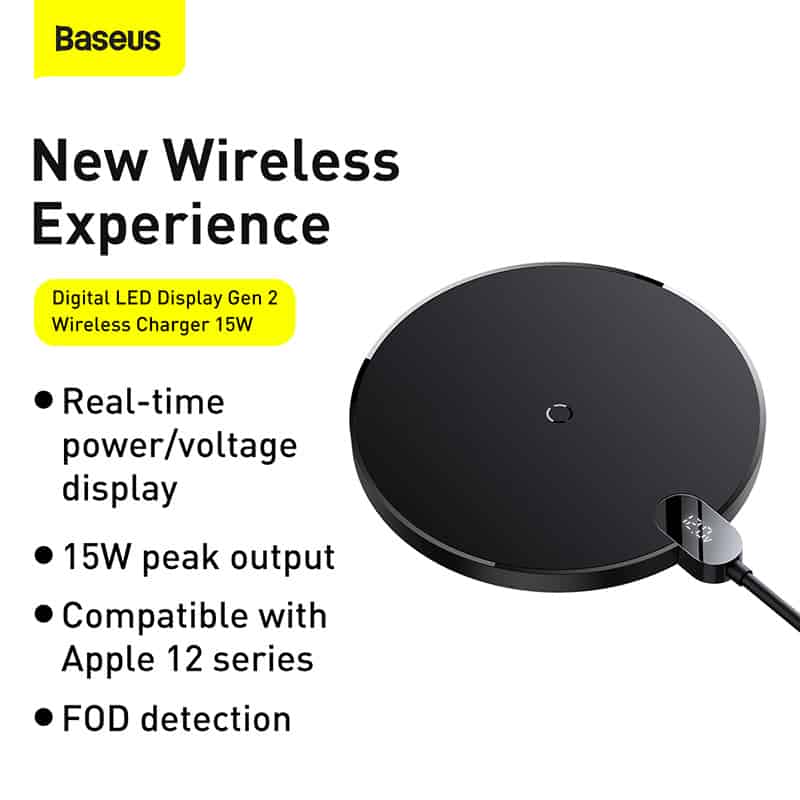 Đế sạc nhanh không dây Baseus Digital LED Display Gen 2 Wireless Charger  15W - Smart Ones