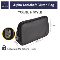 Ví cầm tay WiWU Alpha Anti theft Clutch Bag da cao cấp chống nước, khóa chống trộm
