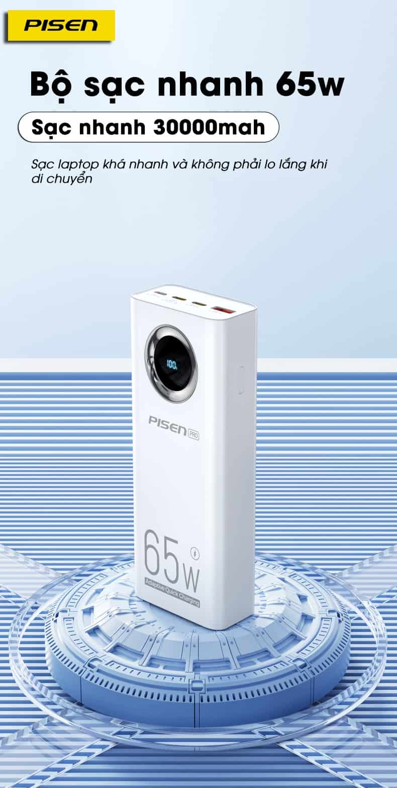 Sạc Dự Phòng Pisen Pro Digital Powerlap 65w 6