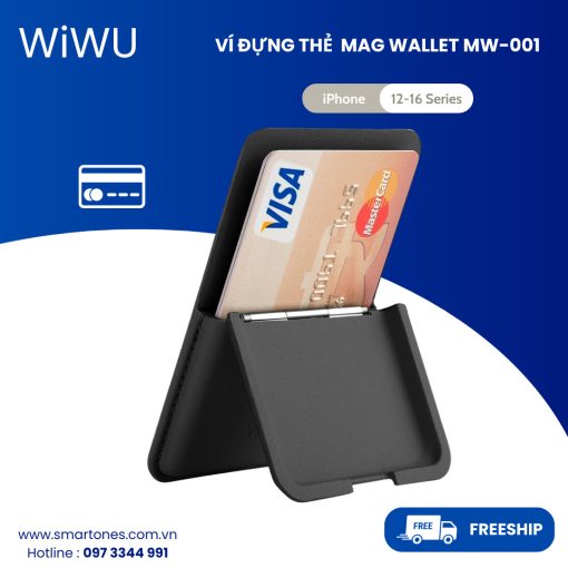 Ví đựng thẻ WiWU Mag Wallet  MW-001 Ví đựng thẻ từ tính cho iPhone (hút mạnh, có chức năng đứng)