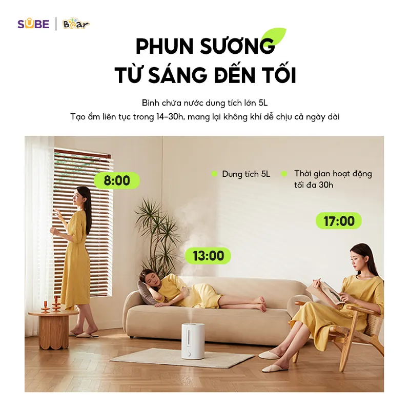 Máy tạo độ ẩm Bear phun sương SB-TA50M 5L - Ảnh 3