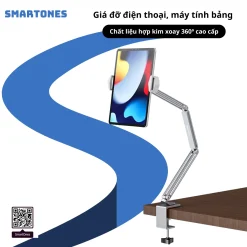 Giá đỡ máy tính bảng điện thoại hợp kim nhôm xoay 360º, tuỳ chỉnh trên bàn làm việc – P67