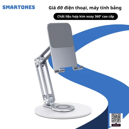 Giá đỡ điện thoại, máy tính bảng chất liệu hợp kim xoay 360º cao cấp