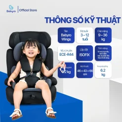 Ghế ô tô cho bé BABYRO WING (G301I00) – dành cho bé từ 3 đến 12 tuổi, bảo hành 9 năm
