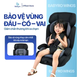Ghế ô tô cho bé BABYRO WING (G301I00) – dành cho bé từ 3 đến 12 tuổi, bảo hành 9 năm