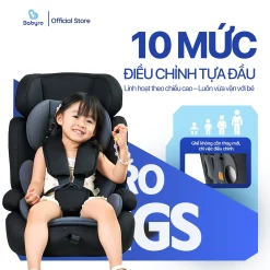 Ghế ô tô cho bé BABYRO WING (G301I00) – dành cho bé từ 3 đến 12 tuổi, bảo hành 9 năm