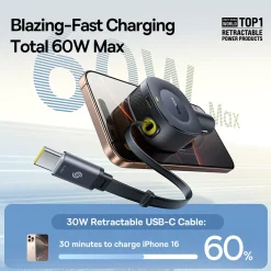 Tẩu Sạc Cho Ô Tô Baseus PrimeTrip VR2 30W ( Tích hợp cáp )