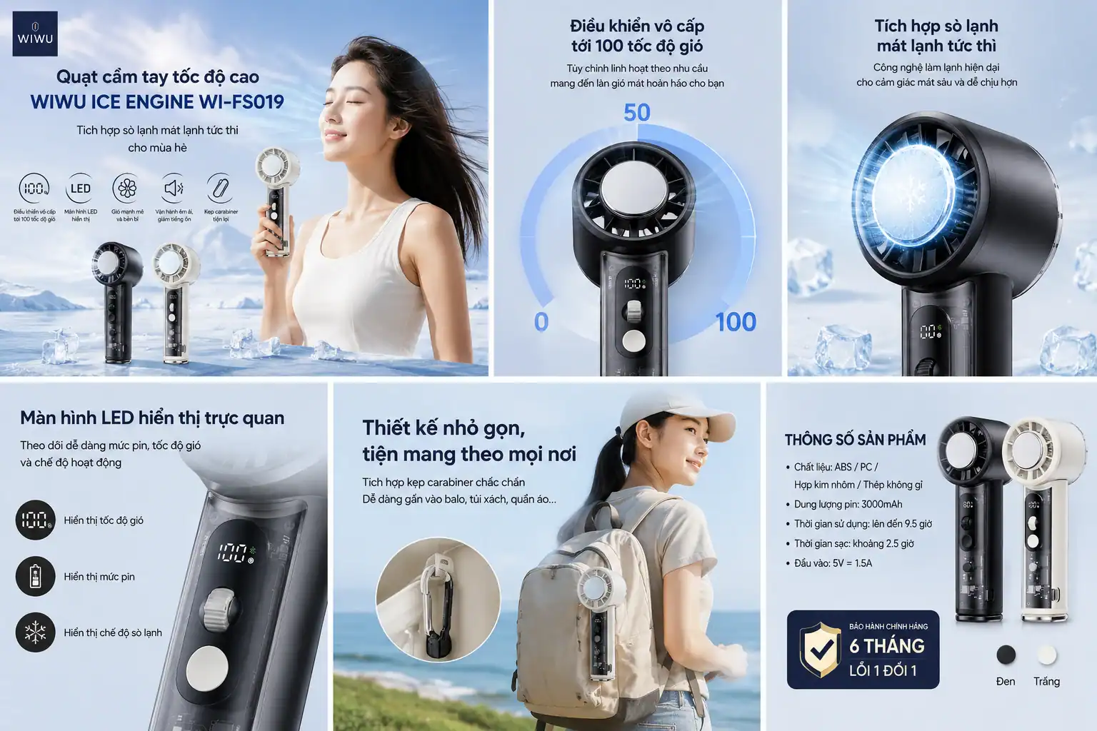 Quạt cầm tay WiWU Ice Engine Wi-FS019