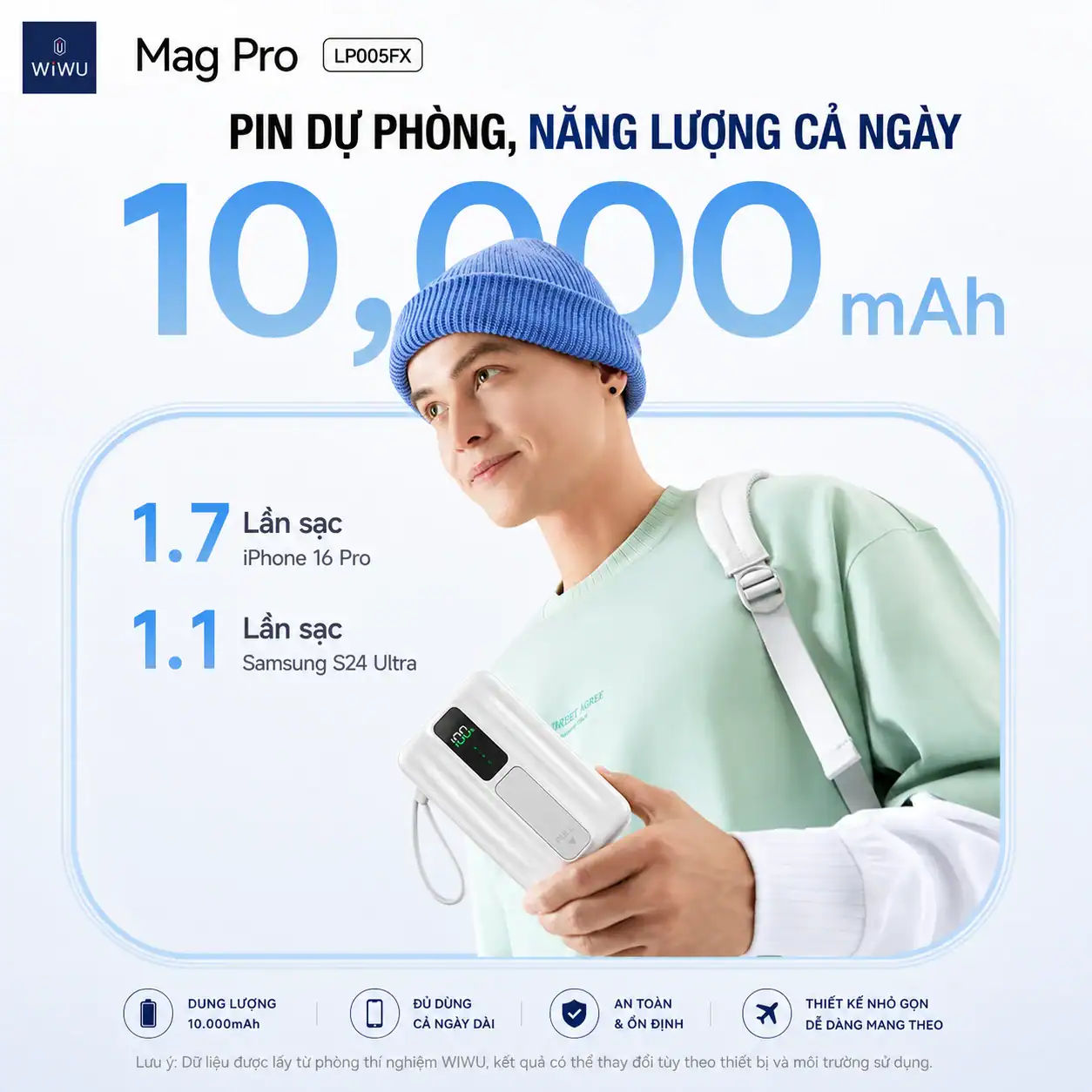 Pin dự phòng WIWU MAG PRO LP005FX sạc từ tính chuẩn QI2 (10000mah )