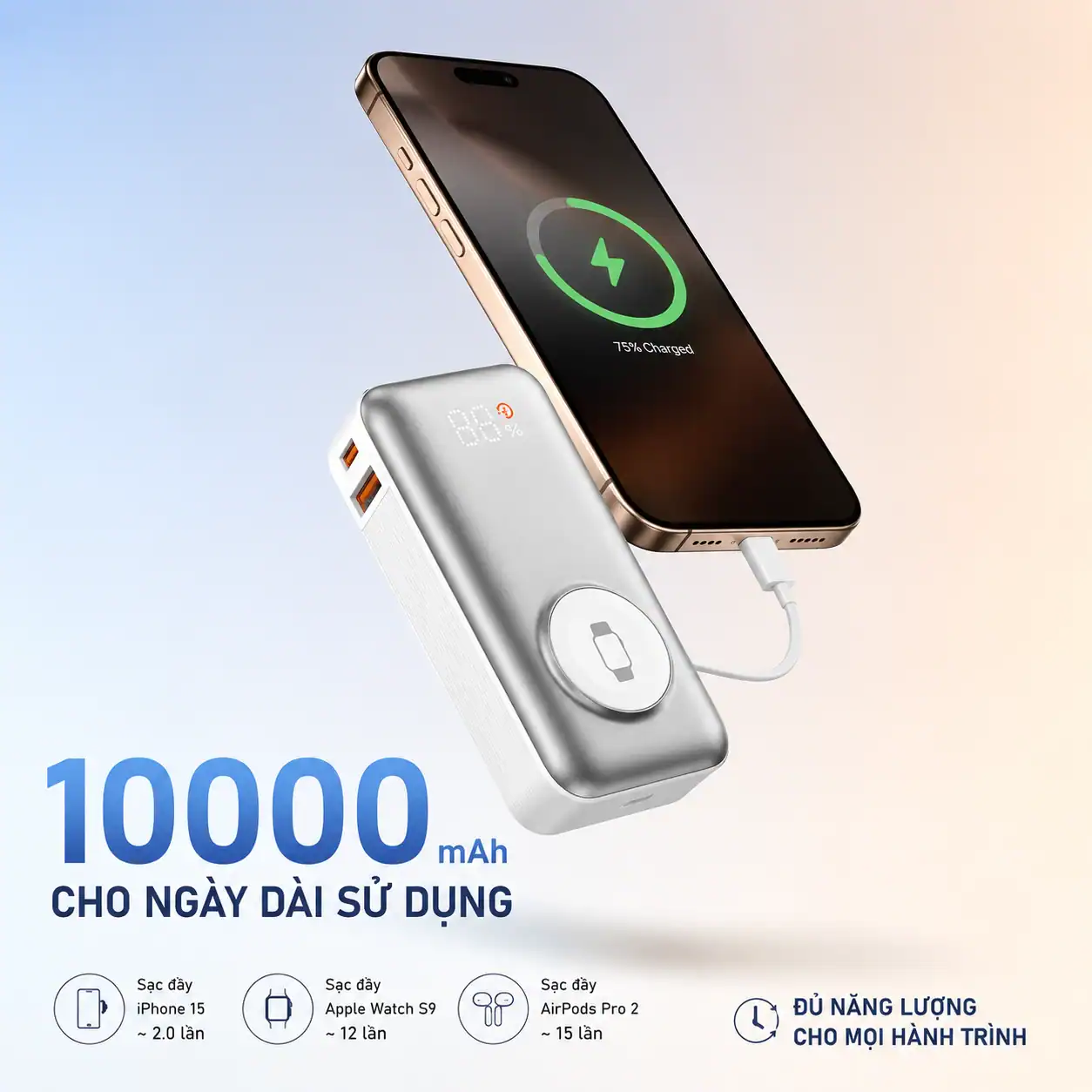 Pin dự phòng WiWU Wi-P027 Elite 3 in 1 10.000mAh