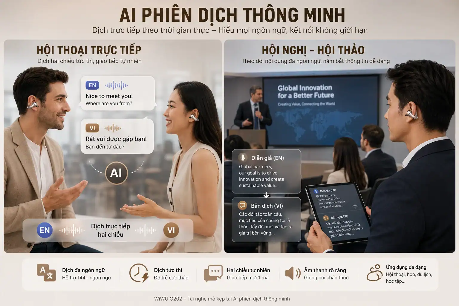 Tai nghe không dây WiWU O202 – Tích hợp AI thông minh