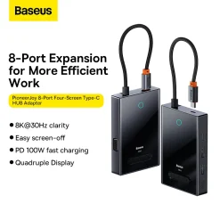 Hub Mở Rộng Kết Nối Đa Năng Baseus PioneerJoy 8 in 1 ( kết nối 4 màn hình HDMI, DP , VGA)