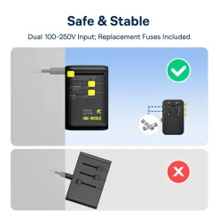 Củ Sạc Du Lịch Baseus PicoGo AG11 45W (US/UK/EU/AU, 2 AC + 2 USB-A + 2 USB-C, Kèm Cáp Rút)