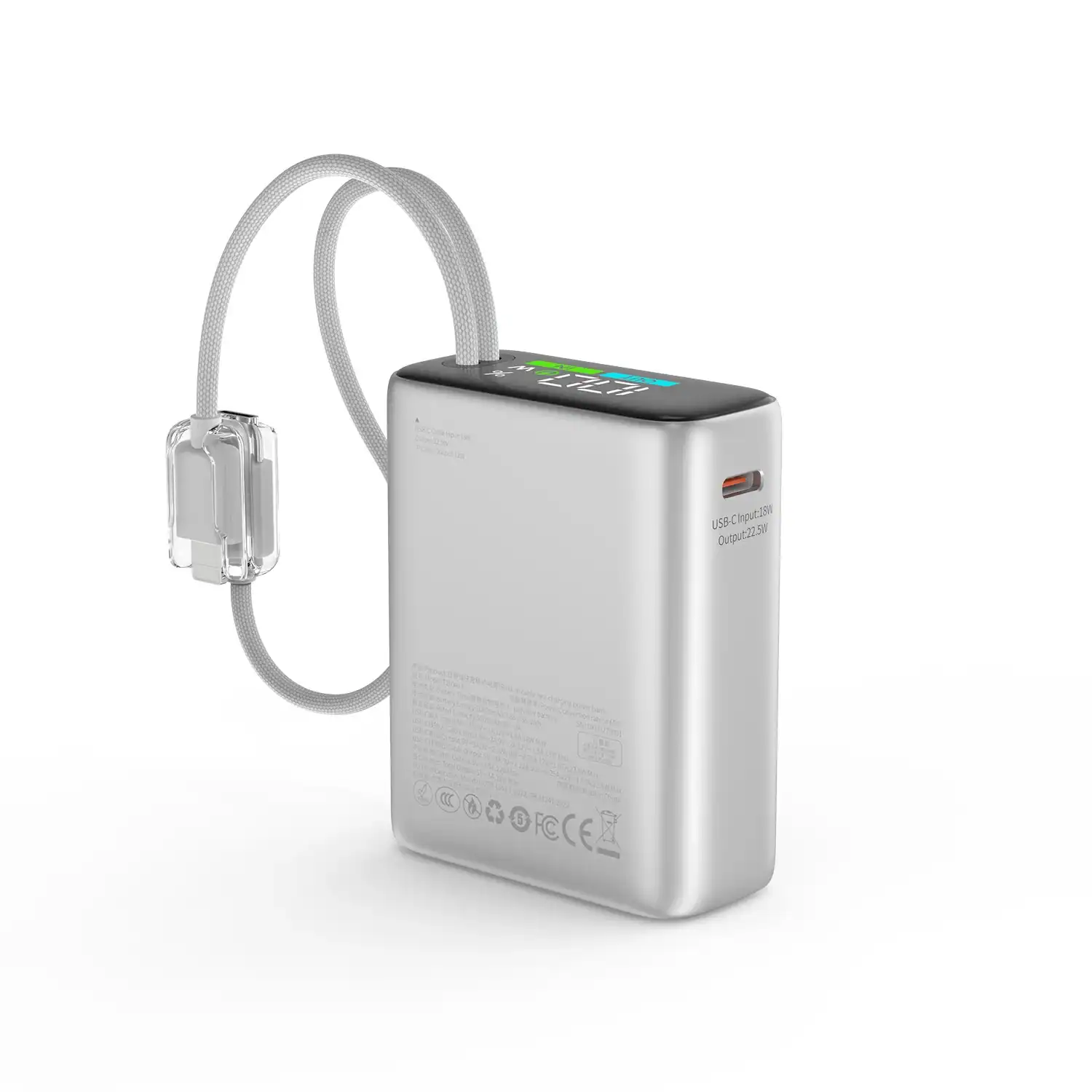 Pin dự phòng WIWU POWER PLUS T203ALF ( 10.000mAh | 22.5W | Tích hợp cáp C+ L | Chứng nhận CCC )
