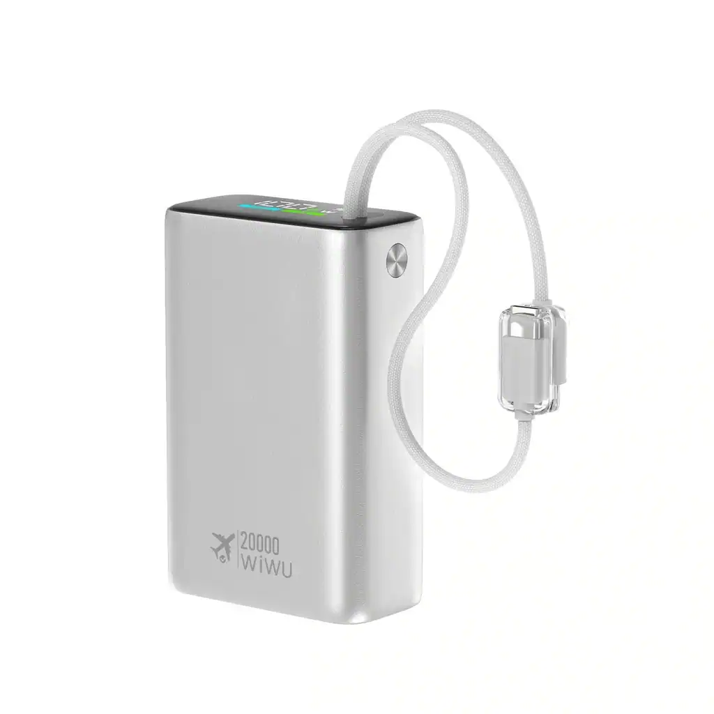 Pin dự phòng WIWU POWER PLUS WI-P092 ( 20.000mAh | 45W | Tích hợp cáp C+ L | Chứng nhận CCC )