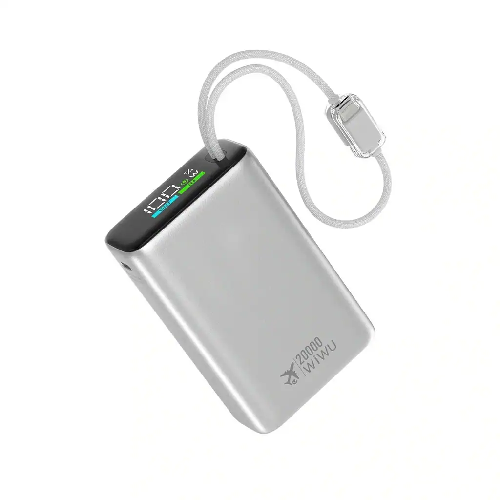 Pin dự phòng WIWU POWER PLUS WI-P092 ( 20.000mAh | 45W | Tích hợp cáp C+ L | Chứng nhận CCC )
