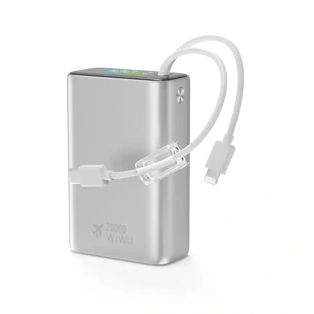 Pin dự phòng WIWU POWER PLUS WI-P092 ( 20.000mAh | 45W | Tích hợp cáp C+ L | Chứng nhận CCC )