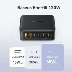 Trạm sạc để bàn Baseus EnerFill FH21 4C+2U 120W