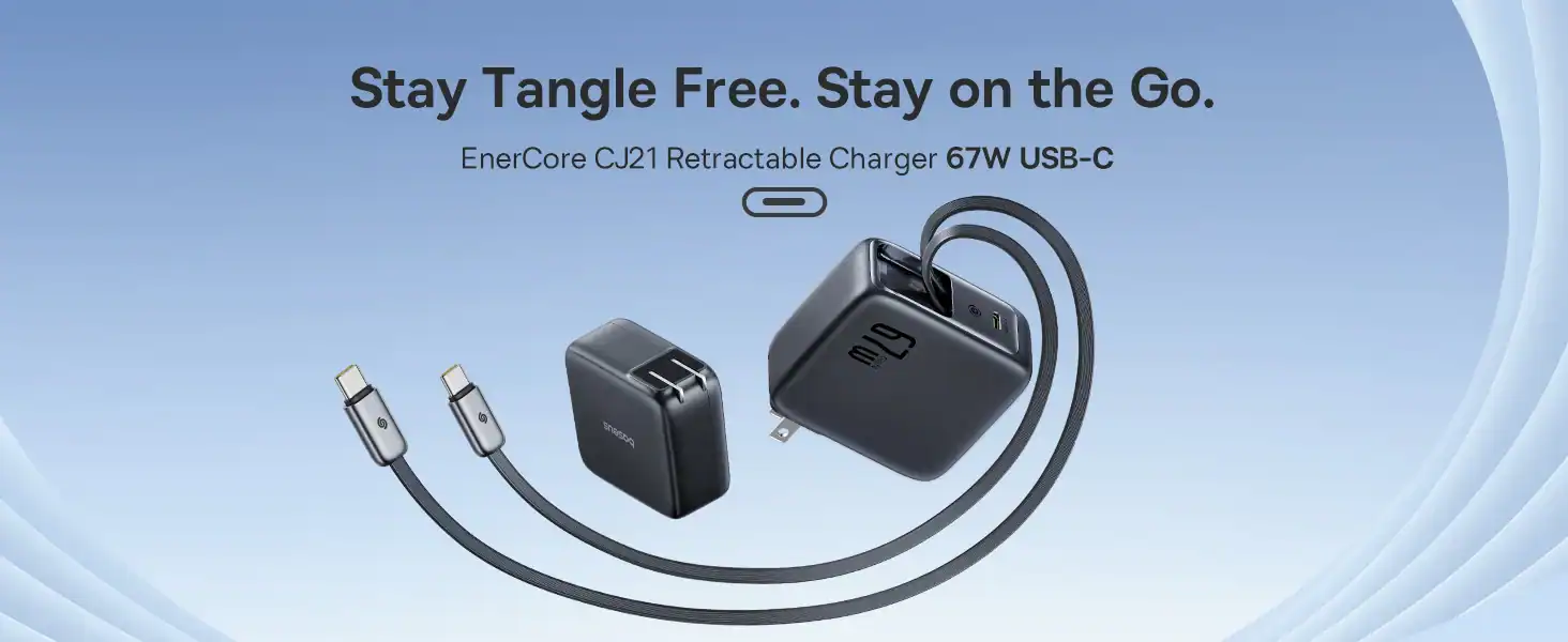 Củ sạc Baseus EnerCore CJ21 67W với hai cáp USB-C dây rút