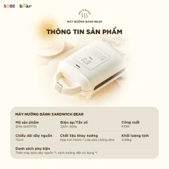 Máy nướng bánh 2 khay Bear SMA-5H07F55 ( 18 tháng BH)
