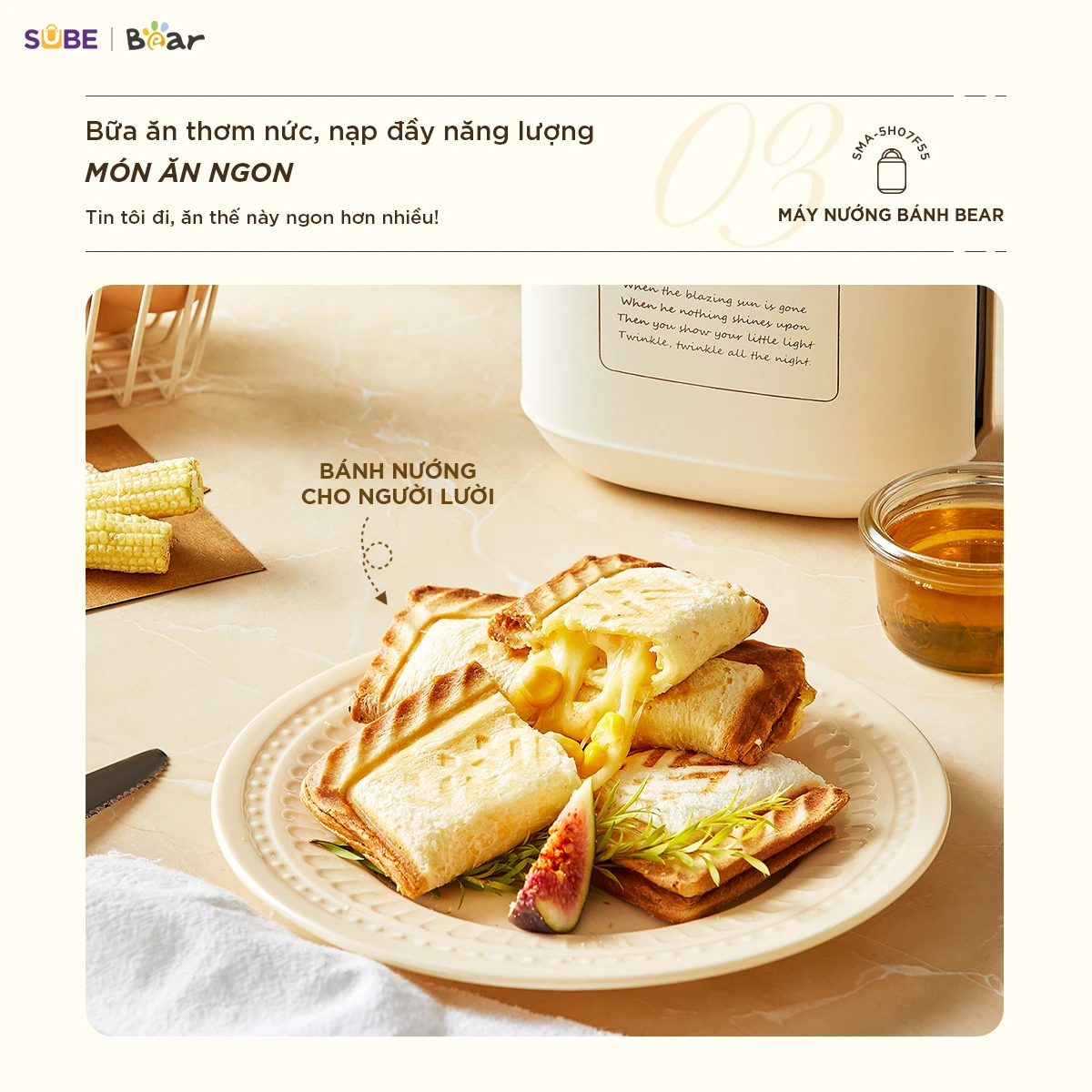 Máy nướng bánh 2 khay Bear SMA-5H07F55 ( 18 tháng BH)