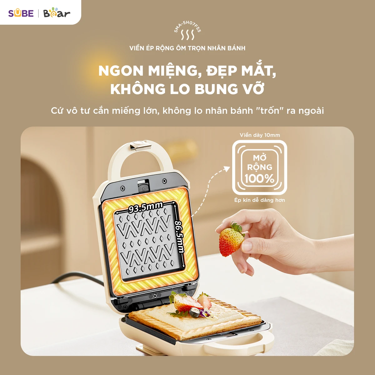 Máy nướng bánh 2 khay Bear SMA-5H07F55 ( 18 tháng BH)