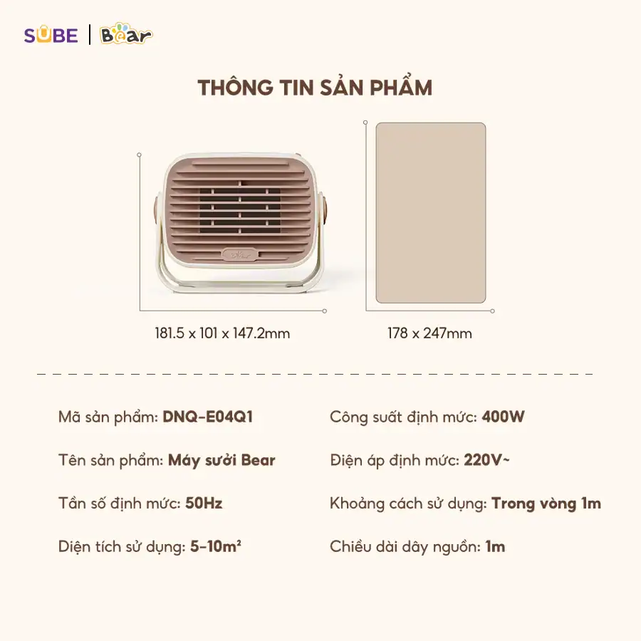 Máy sưởi Bear DNQ-E04Q1 (Bản Quốc Tế)