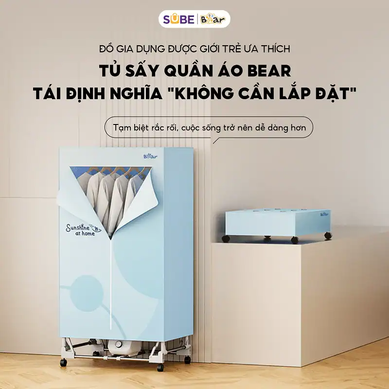 Tủ sấy quần áo gấp gọn Bear PCD-4H12G 400L, khung thép