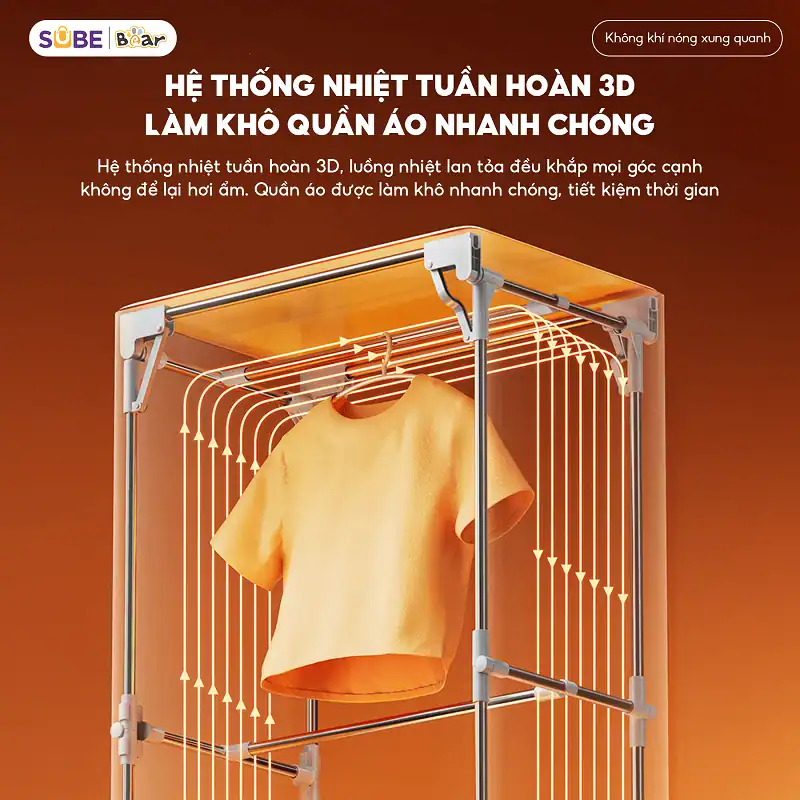 Minh họa luồng khí nóng lưu chuyển trong tủ sấy Bear PCD-4H12G