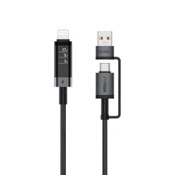 CÁP SẠC WiWU USB-A+C TO Lightning Wi-C110 tích hợp màn hình theo dõi công suất