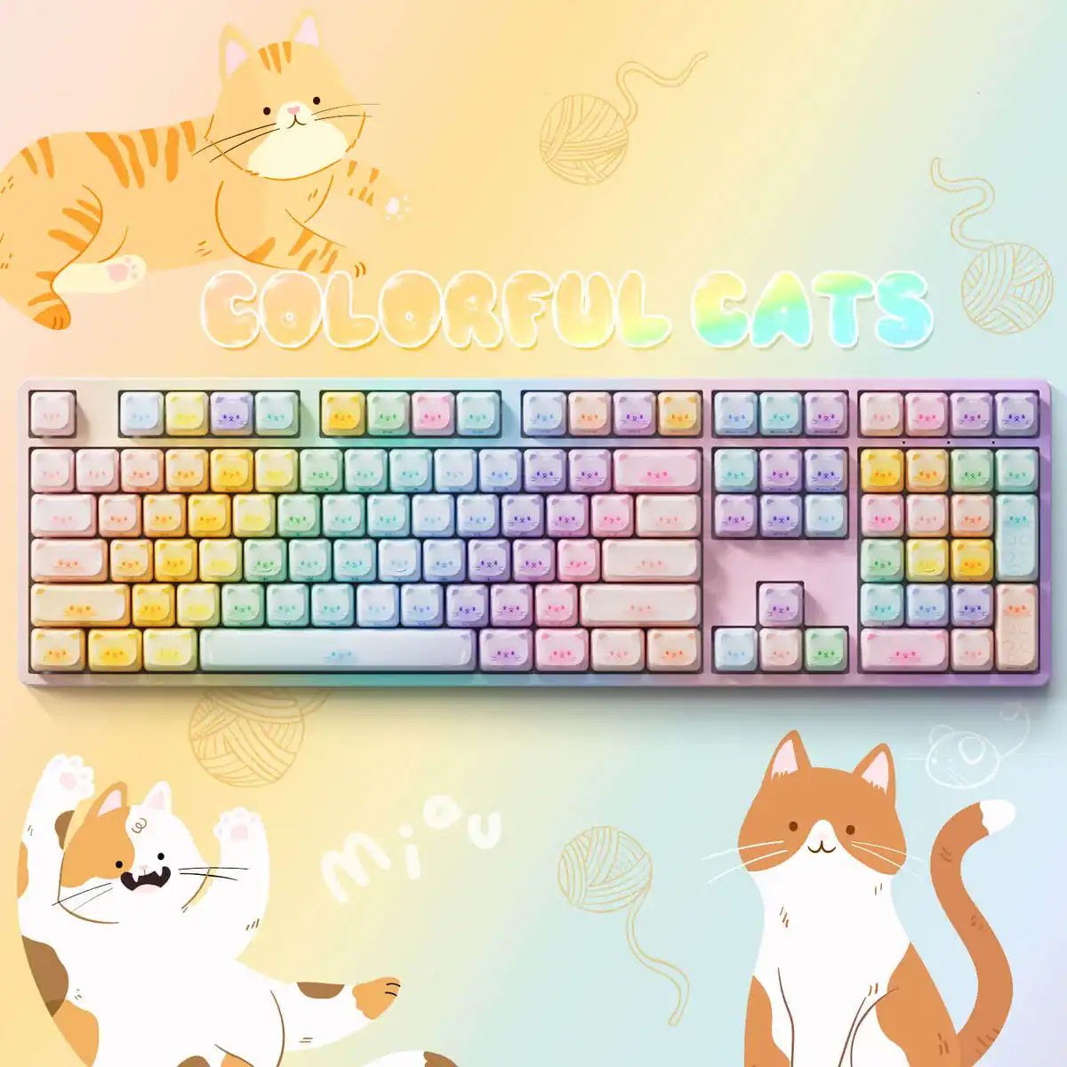 Bộ keycap AKKO Colorful Cats 142 phím – hình 2