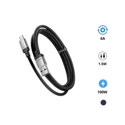 Cáp sạc Cuktech ATC615 USB-A to Type-C bện dù 6A 1.5m