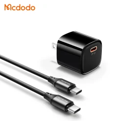 Bộ Sạc Nhanh Kèm Cáp MCDODO CH-400 20W – Kèm cáp C to C, Đen