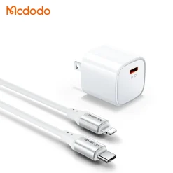 Bộ Sạc Nhanh Kèm Cáp MCDODO CH-400 20W – Kèm cáp C to Lightning, Trắng