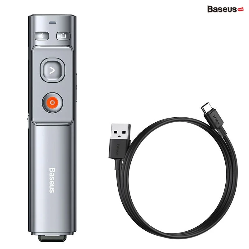 Bút Trình Chiếu Baseus Orange Dot Wireless Presenter – Laser đỏ, Xám