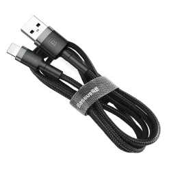 Cáp Sạc Baseus Cafule USB to Lightning 2.4A – Xám đen