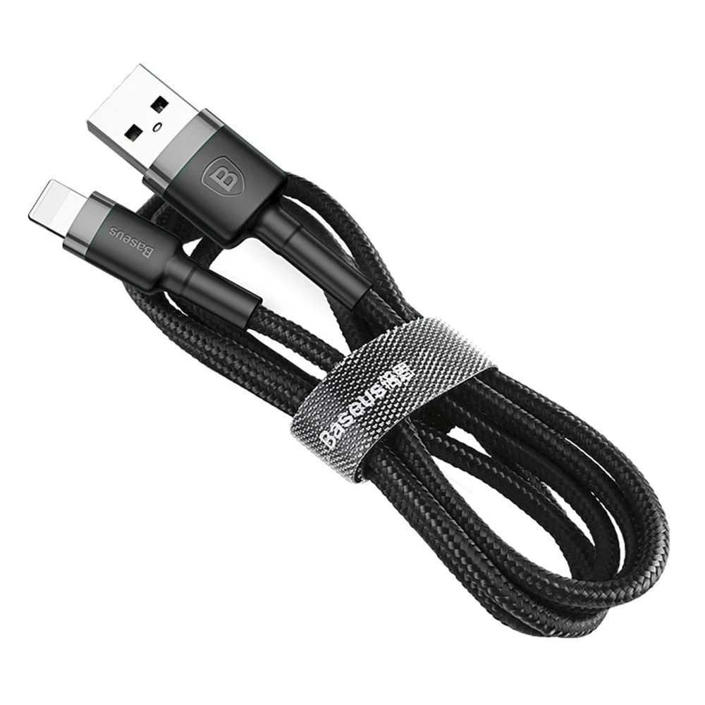 Cáp Sạc Baseus Cafule USB to Lightning 2.4A – Xám đen