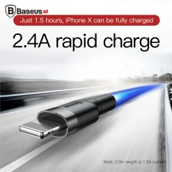 Cáp Sạc Baseus Cafule USB to Lightning 2.4A – ảnh 5