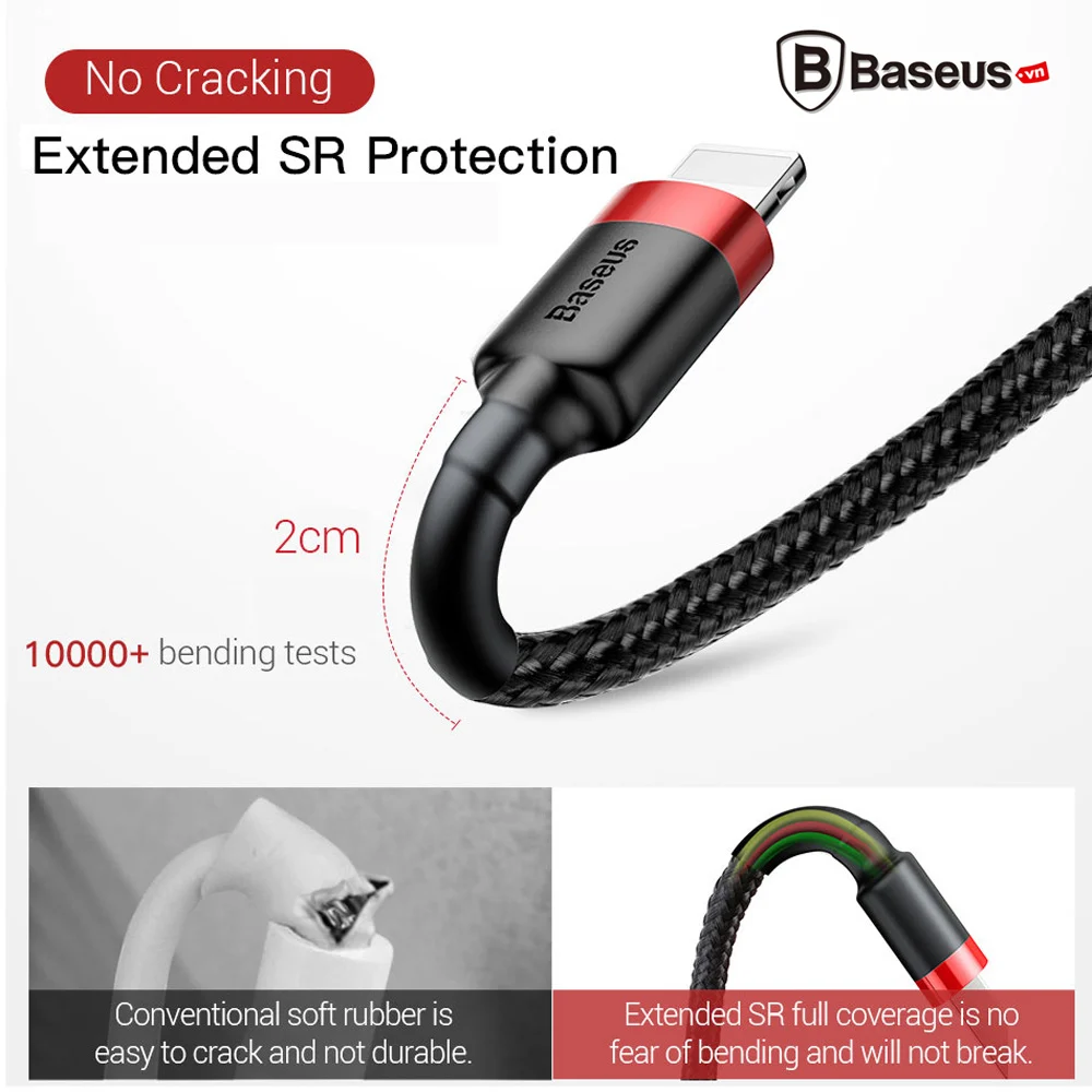 Cáp Sạc Baseus Cafule USB to Lightning 2.4A – ảnh 6