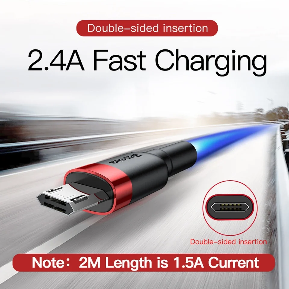 Cáp Sạc Baseus Cafule USB to Micro USB 2.4A – ảnh 4