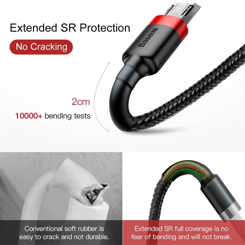 Cáp Sạc Baseus Cafule USB to Micro USB 2.4A – ảnh 6