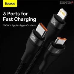 Cáp Sạc Nhanh Đa Năng 2 to 3 Baseus Flash Series Ⅱ 100W – ảnh 4
