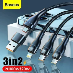 Cáp Sạc Nhanh Đa Năng 2 to 3 Baseus Flash Series Ⅱ 100W – ảnh 5