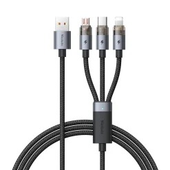 Cáp Sạc Nhanh Đa Năng 3-in-1 USB to M+L+C MCDODO CA-715 6A – Đen