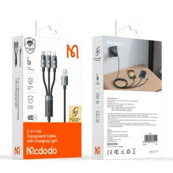 Cáp Sạc Nhanh Đa Năng 3-in-1 USB to M+L+C MCDODO CA-715 6A – ảnh 7