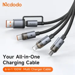 Cáp Sạc Nhanh Đa Năng 6-in-1 USB/Type-C to M+L+C MCDODO CA-726 100W – ảnh 2