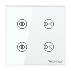 Công tắc rèm đôi thông minh Vconnex không viền VCN-WS2C – màu trắng, mặt vuông